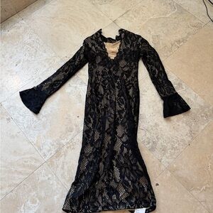 Guess By Marciano Women's Enchant Lace Dress In Black Long Sleeves Size M